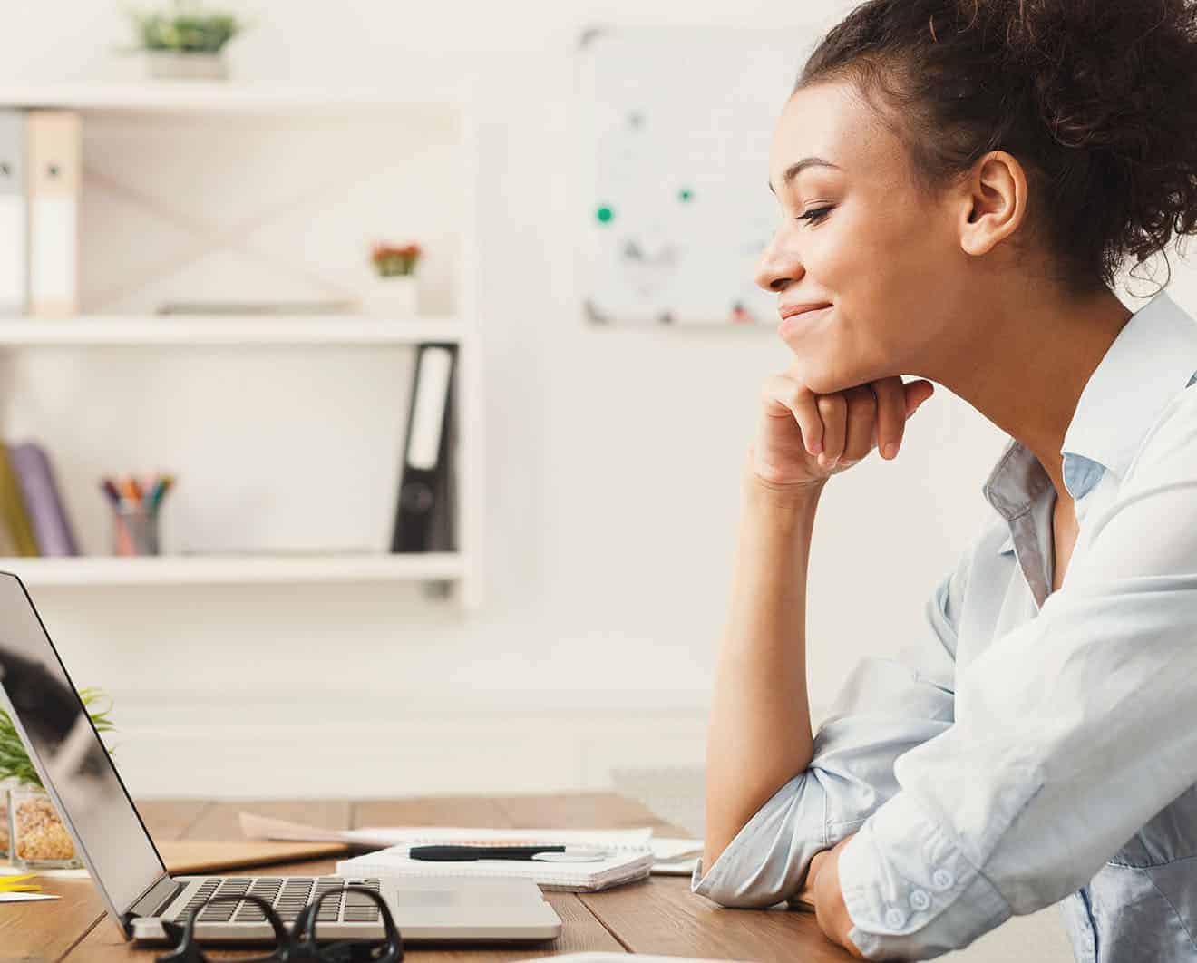 Woman working in her office